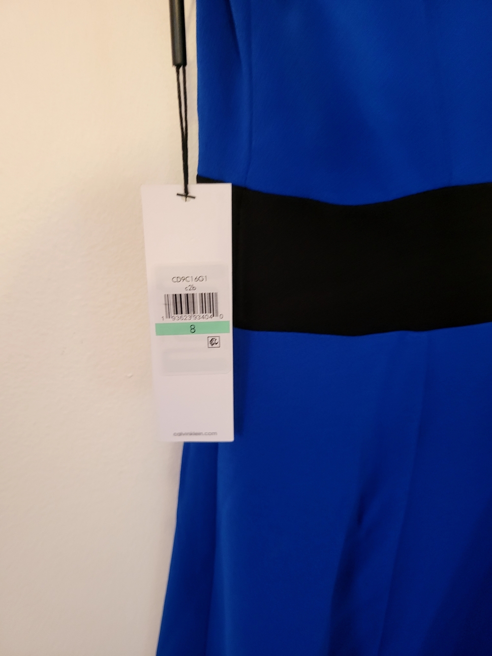 Calvin Klein Royal Blue Fit & Flare Dress with Black Trim - Picture 6 of 9